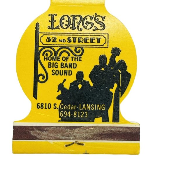 Matchbooks Cover Used Die  LONGS 52nd Street Lounge Big Band Lansing MI Vintage - Picture 2 of 10